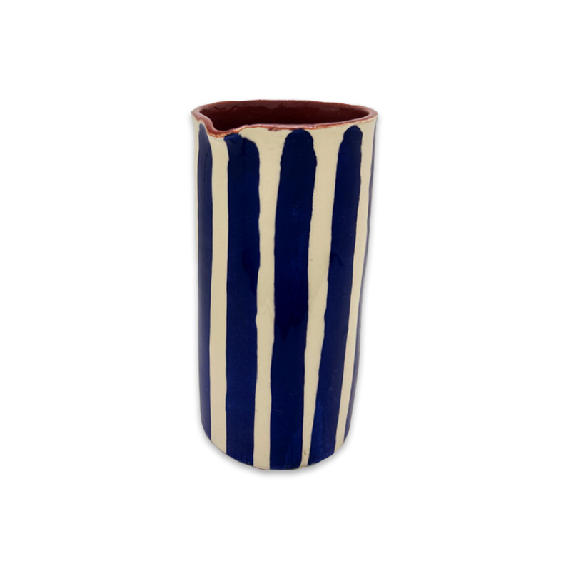 Vase Strié Bleu et Crème