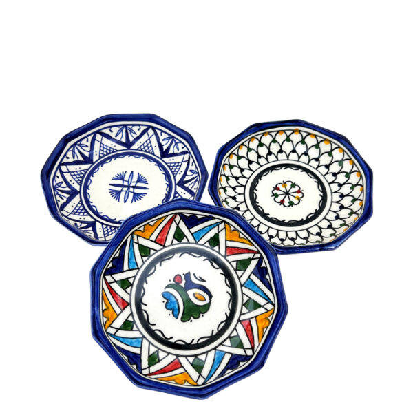 Assiette Octogonale en Porcelaine de Fès à la Main – Image 2